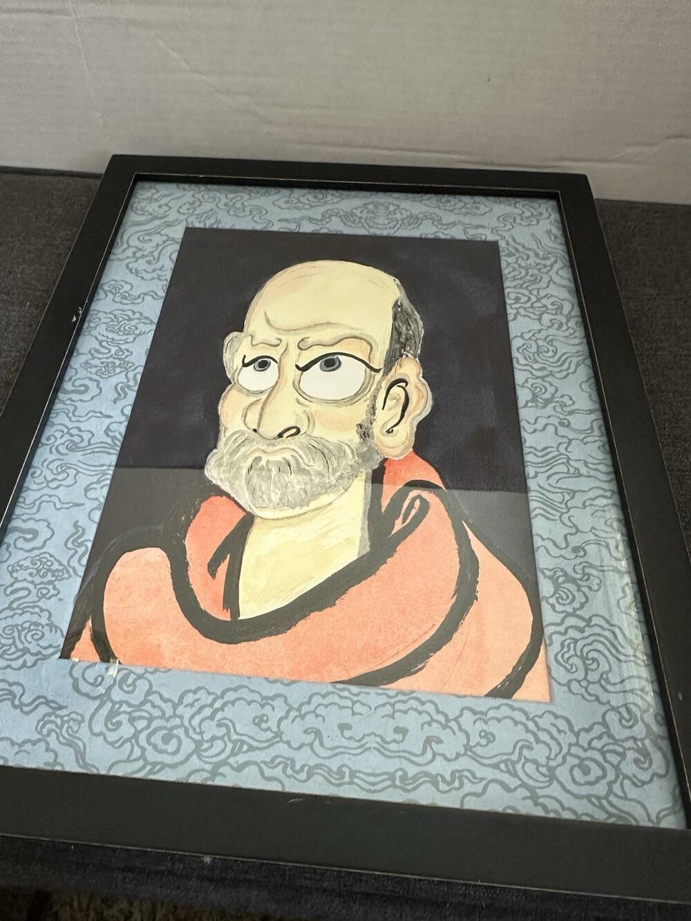 Hakuin Daruma in Red Bodhidharma Zen Buddhist Japanese Art Framed 2003